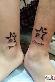 ljubavni par uzorak tetovaža gležnja