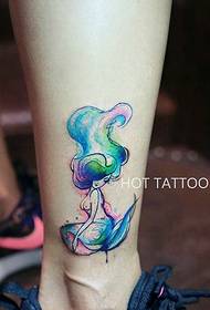 Song of the Mermaid, sirena bellissimo tatuaggio dipinto 89565-Pelli sul lato superiore del modello di tatuaggio ad acquerello scorpione