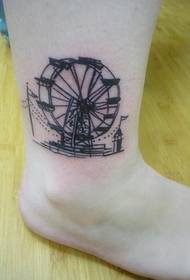 female foot waterwheel tattoo