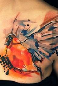 tattoo clavicle ქალი გოგონა საყელოს ძვალზე შეღებილი ფრინველის ტატუ სურათზე