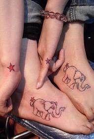 personalitate cuplu stele și elefant tatuaje
