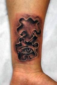ručni mini crni sivi stil slagalice s uzorkom ljudskog oka tetovaža