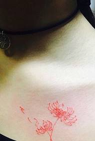 90 efter pigen under clavicle af blomster tatovering tatovering