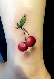 нога маленький вишневий татуювання малюнок