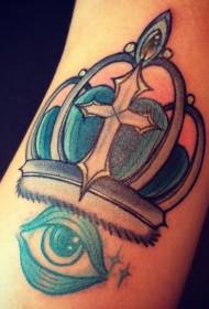 corona croce colorata con motivo tatuaggio occhi blu