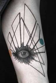 paže černé geometrické oko a barevný kruh tetování vzor