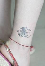 tjejer ben söta tecknade elefant tatuering mönster