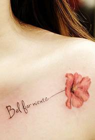 clavícula pequena Inglês fresco e flor combinam padrão de tatuagem