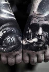 musta kauhu tyyli mies muotokuva salaperäinen silmä tatuointi malli