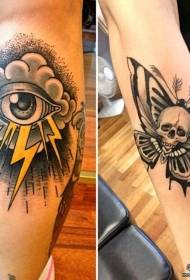 maraƙi ido walƙiya skull Turai da Amurka tsarin tattoo