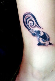 fashion personality small fox tattoo on the ankle