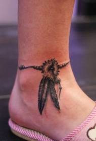 ແມ່ຍິງຮູບແບບ tattoo ankle feather tattoo