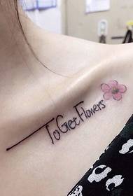 the so-called Iraqi, strange flowers, clavicles in English small fresh tattoo