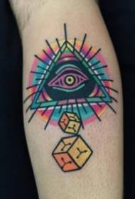 un settore di tatuaggi cù una cumminazione di figure geometriche è occhi