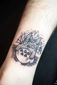 Totoro Sting tornozelo linha Cartoon tatuagem padrão