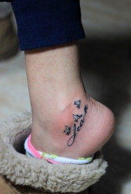 Ankle Dove and English Letter Tattoo Pattern