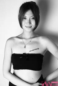 clear clavicle black and white English tattoo