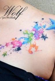 Conebone color splash ink star tattoo paterone