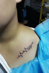 Modello di tatuaggio elettrocardiogramma personalizzato clavicola maschile