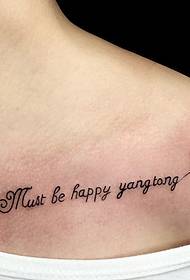 clavicle small fresh English and flower tattoo pattern