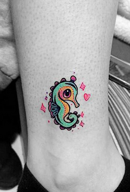 ankle cute cartoon Little hippocampus tattoo