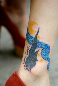 kaunis nilkan tähtitaivas abstrakti tatuointikuvio