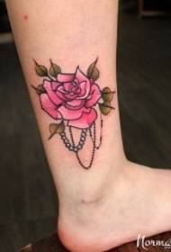 Foot-European Rose Tattoo Pattern