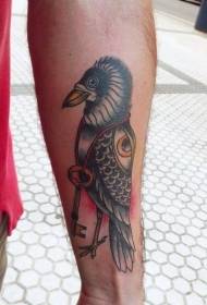 small arm old school color bird and mysterious Eye tattoo pattern