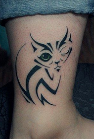 kājas modē jauns totēma kaķu tetovējums