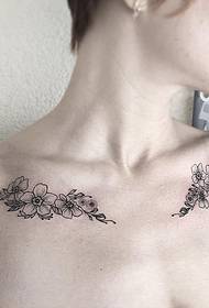 female clavicle small fresh tattoo pattern