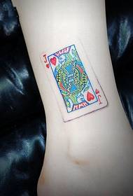 model i animuar i tatuazheve të kartave të luajtur në kyçin e këmbës