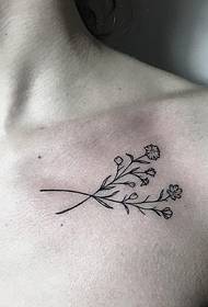 Clavicle Europa og USA lille friske blomster tatoveringsmønster