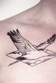 Clavicle crane kijiometri kumweka kidokezo muundo wa tattoo