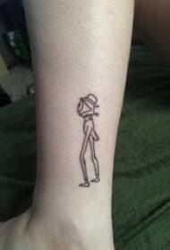 tetovaža crtani djevojka tele na crnoj crtiću očiju tetovažu sliku