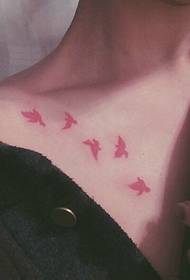 fată sexy claviculă modă de tatuaj pasăre