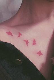 sexet pige clavicle mode fugl tatovering mønster