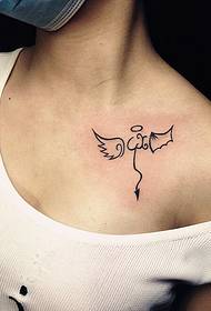 belleza clavícula pequeño ángel tatuaje
