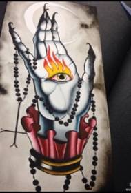 Kahi lima kula Pākīpika Beads eye tattoo manuscript