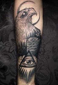 Arm Black Grey Eagle pẹlu apẹrẹ tatuu oju ojiji