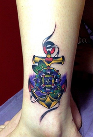 tatuaggio di ancoraggio bella moda donna gamba