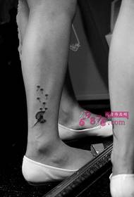 flying dandelion ankle tattoo 90488 - creative black and white elephant ankle tattoo