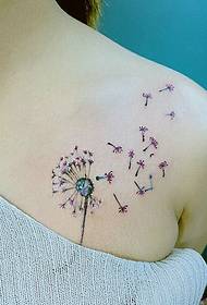 beleco clavicle malgranda freŝa dandelion tatuaje ŝablono