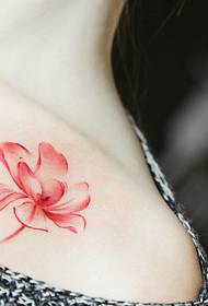 tyttö clavicle kirkas kaunis lootus tatuointi malli