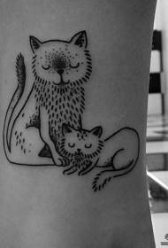 kostka mała świeża linia nakłucia wzór tatuażu kota