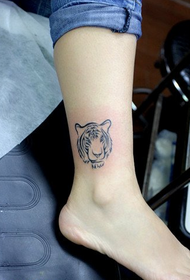 Individualized Tiger Head Tattoo on the Ankle