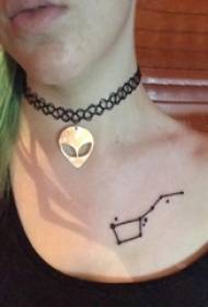 Tattoo Big Dipper girl under the clavicle black Big Dipper tattoo picture