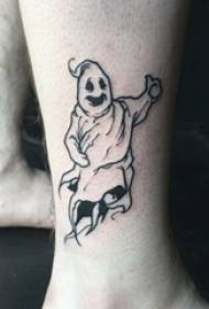 Ghost Tattoo Pattern Mga Lalaki Ankles Black Ghost Tattoo Larawan
