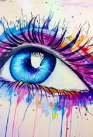 acquerello dipinto che spruzza manoscritto tatuaggio bellissimo occhio da sogno