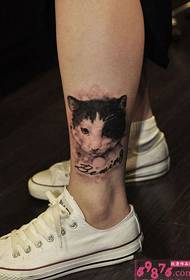प्यारा बिल्ली काले और सफेद अवतार टखने टैटू