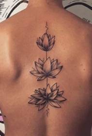 back tattoo male boy on the back black Lotus tattoo picture